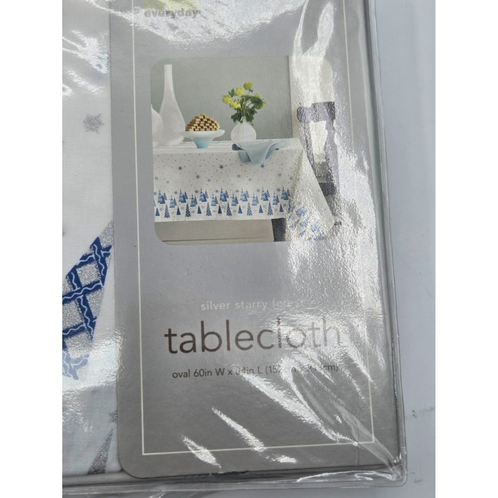 Martha Stewart Everyday‎ Silver Starry Forest Tablecloth Oval 60" W x 84" L - Picture 2 of 3